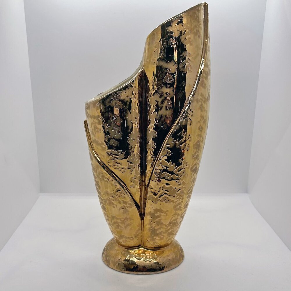 Vintage Savoy Weeping Gold Vase, 24k Gold coating